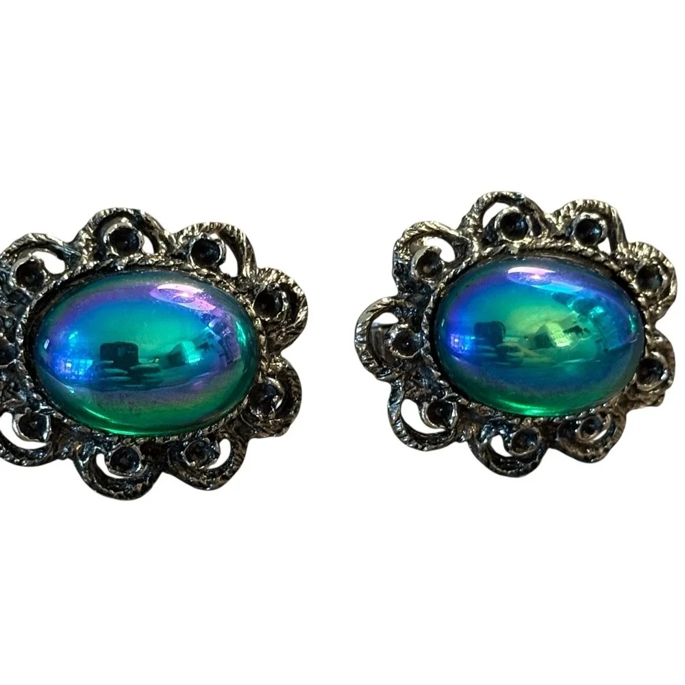Harvey Avedon Cufflinks Blue Watermelon Center 1950s Pat. 2920363 VTG Silvertone